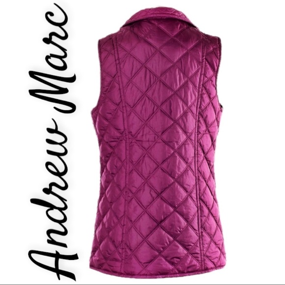 NWT ANDREW MARC Fuchsia Quilted Puffer Vest, Size Small - Picture 4 of 12